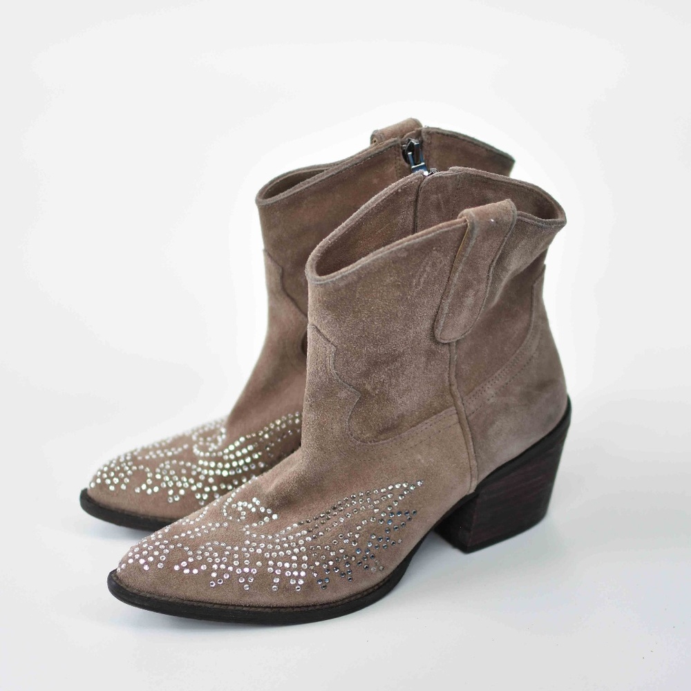 Reba Dynasty Tan Rhinestone Western Booties